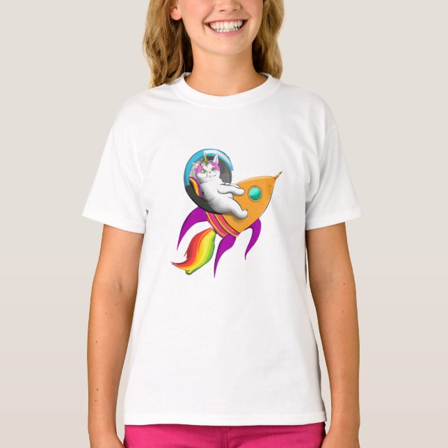Astro Kitty Tröja - Rymdkatts Unikorn T-shirt (Framsida)