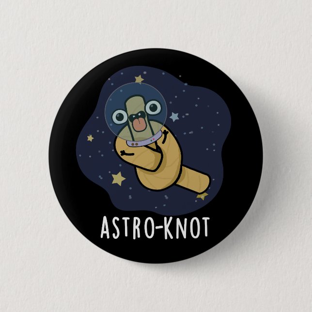 Astro-knut Rollig Astronaut Skämt Mörk Bakgrund Knapp (Framsida)