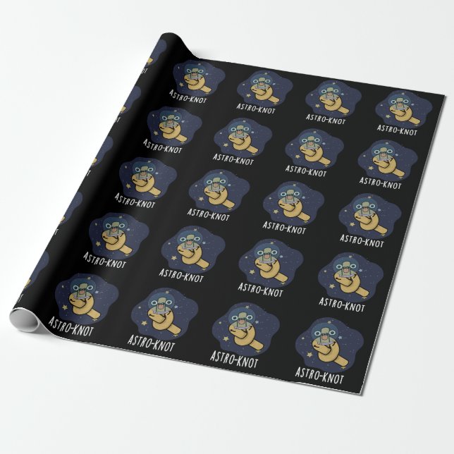 Astro-knut Rollig Astronaut Skämt Mörk Bakgrund Presentpapper (Utrullad)