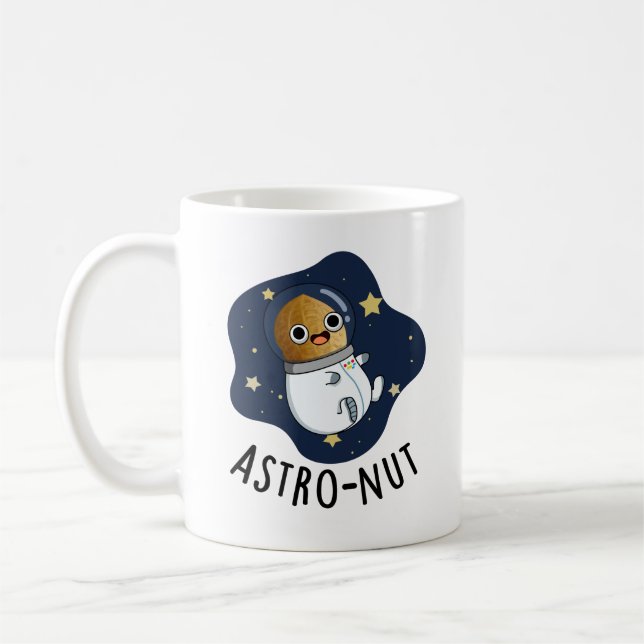 Astro-nöt Funny Nöt Astronaut Pun Kaffemugg (Vänster)