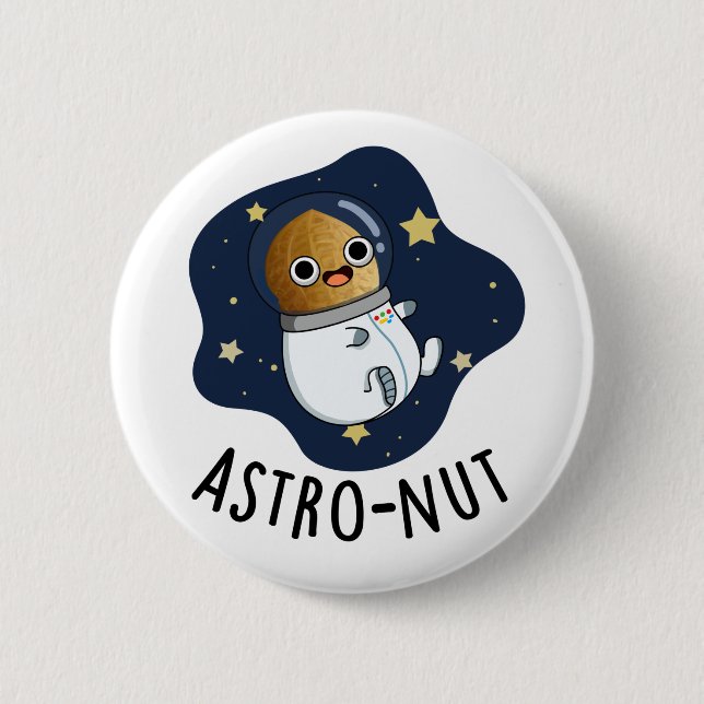 Astro-nöt Funny Nöt Astronaut Pun Knapp (Framsida)