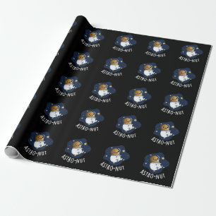 Astro-nöt Funny Nöt Astronaut Pun Mörk BG Presentpapper