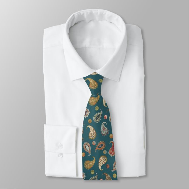 Astro Paisley & Yin Yang-prickar Teal Orange Olivg Slips (Bunden)