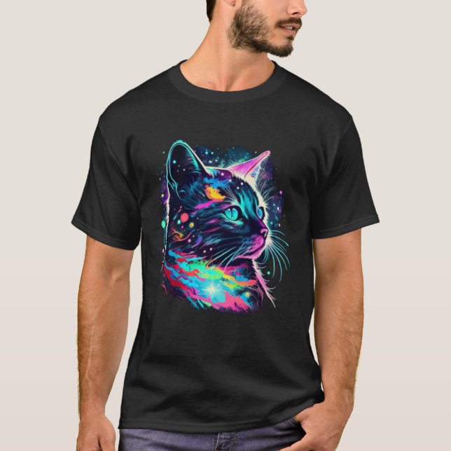 Astro Regnbåge Katt T Shirt (Framsida)