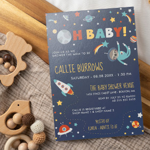 Astro Sloth, Baby! Space Baby Shower Inbjudningar