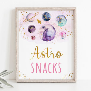 Astro Snacks Rosa Guld Space Birday Poster