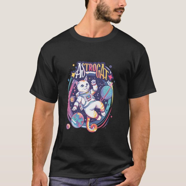 Astrocat Space Cat Äventyr T Shirt (Framsida)