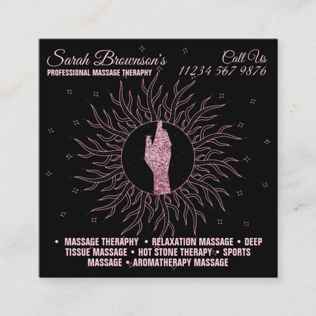 Astrolog massage Therapy Healing Hand Star Fyrkantigt Visitkort (Framsida)