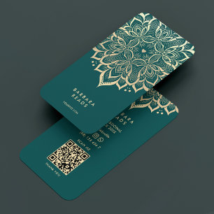 Astrologer Astrolog Mörk Teal Mandala Elegant Visitkort