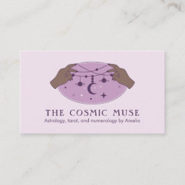 Astrologer Cosmic Måne och Planets med Händer Visitkort