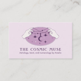 Astrologer Cosmic Måne och Stars med Händer Visitkort