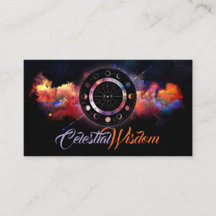 Astrologer Glowing Zodiac Wheel Visitkort