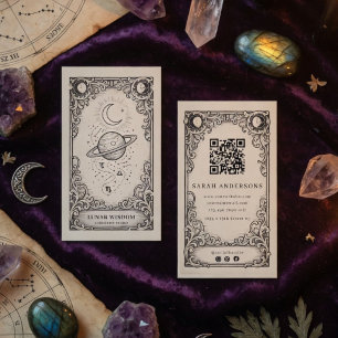 Astrologer Vintage Celestial Astrologi Studio Visitkort