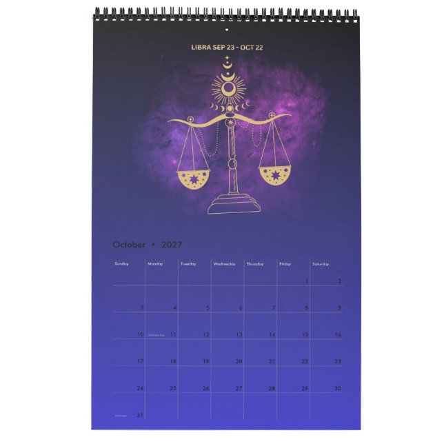 Astrologi 2026 väggkalender kalender (Oct 2027)