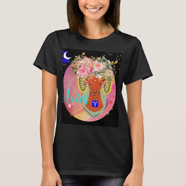 Astrologi Aries Zodiac Sign Horoscope Kvinnor T Shirt (Framsida)