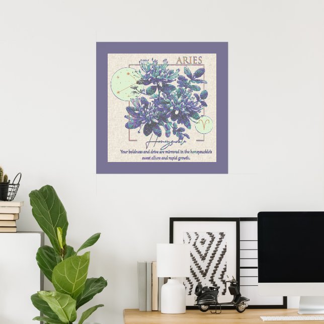 Astrologi/Aries Zodiac-tecken Flower Honeysuckle Poster (Hemmakontoret)