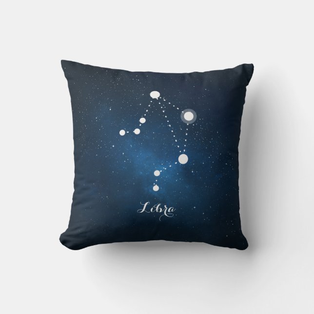 Astrologi Blått Nebula Libra Zodiac-tecken Kudde (Framsida)
