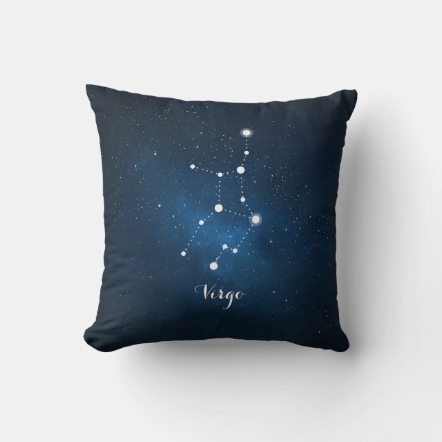 Astrologi Blått Nebula Våg Zodiac-tecken Kudde (Framsida)