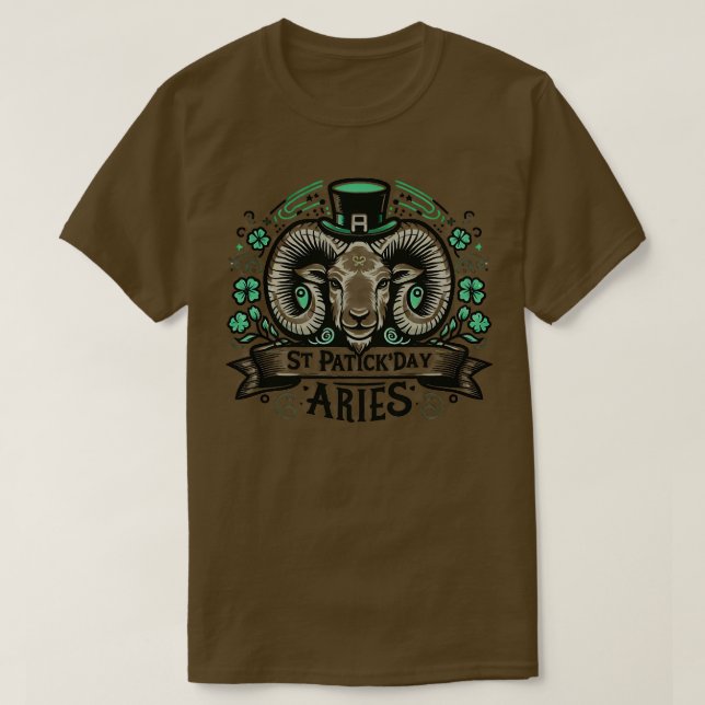 Astrologi för Aries Birthday på St patricks day T Shirt (Design framsida)