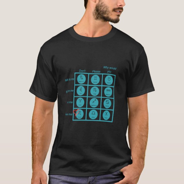 Astrologi för Zodiac Interaction Chart Scorpio Edi T Shirt (Framsida)