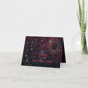 Astrologi Jul Sol Måne Stjärnor Glitter New Age Helgkort