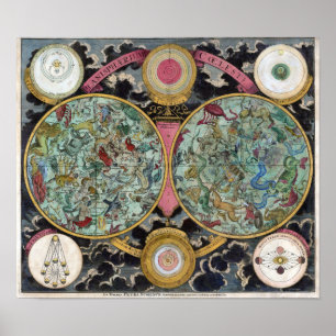 Astrologi kartlägger Planisphaeri Coeleste Poster