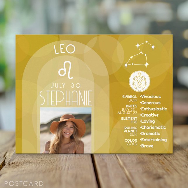 Astrologi Lejon Stjärntecken Foto Anpassad Födelse Vykort (Custom Postcard)