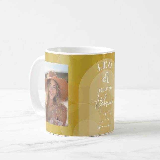 Astrologi Leo Zodiac Signera Photo Anpassningsbar  Kaffemugg (Framsida vänster)