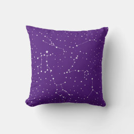 Astrologi Lila White Stars Night Constellation Kudde