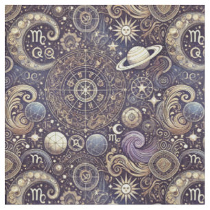 Astrologi Mönster- Detailed Zodiac och Celestial Tyg