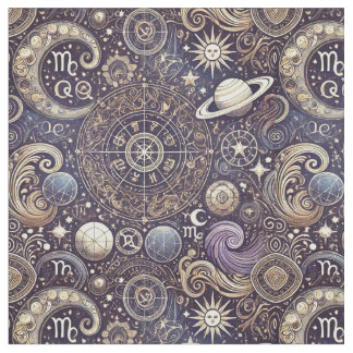 Astrologi Mönster- Detailed Zodiac och Celestial Tyg