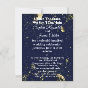 Astrologi och stjärnnattstema Celestial Bröllop Vykort