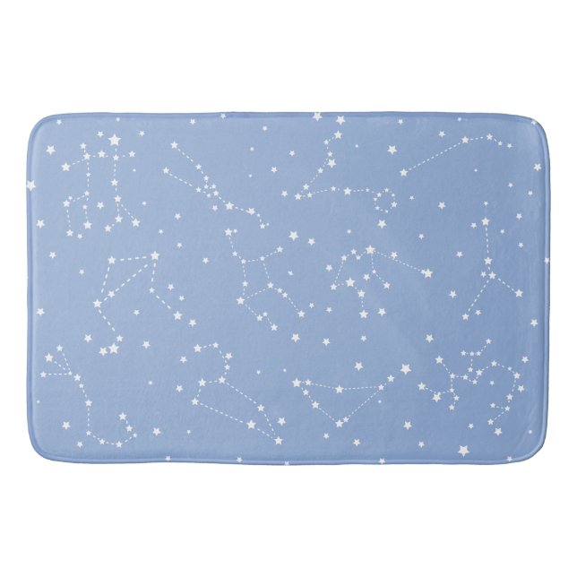 Astrologi Pastellblå Vita Stjärnor Konstellation Badrumsmatta (Framsidan)