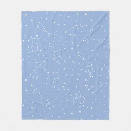 Astrologi Pastellblå Vita Stjärnor Konstellation Fleecefilt