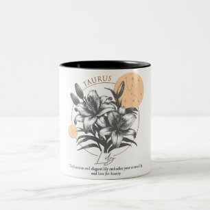 Astrologi/Taurus Zodiac Sign Flower Lily Två-Tonad Mugg