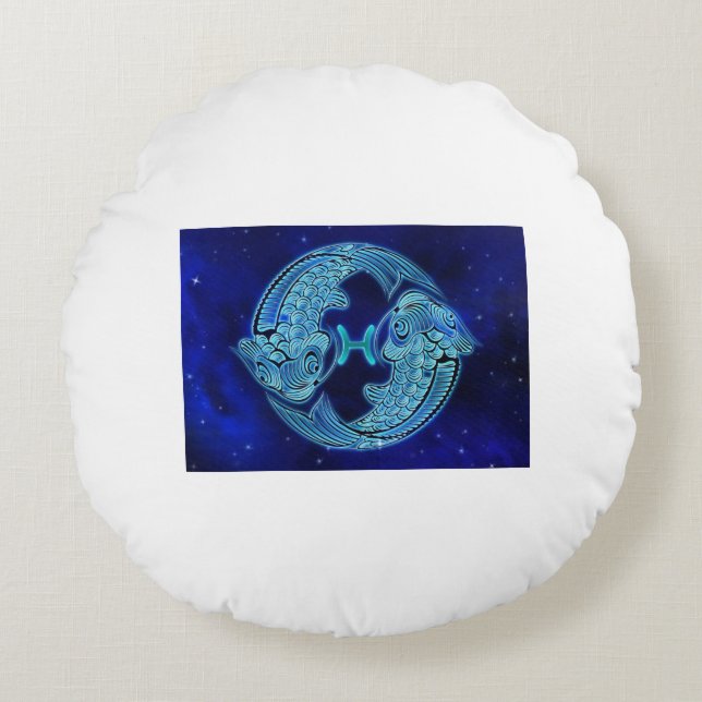 Astrologi/zodiak - Rund Dekorativ kudde - Pisces (Framsidan)
