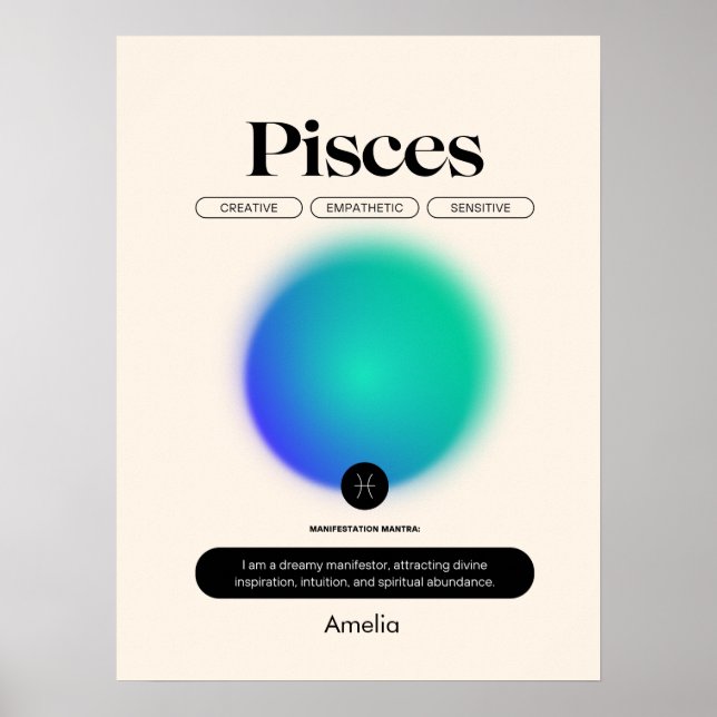Astrologi Zodiakens tecken Fiskarna Affisch (Framsidan)