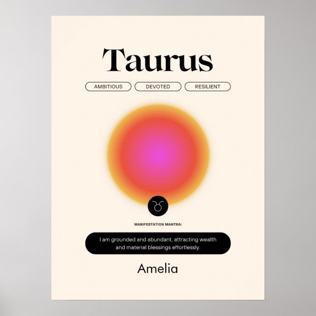 Astrologi Zodiakens tecken Oxen Affisch (Framsidan)