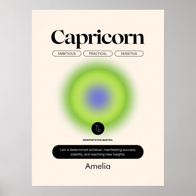 Astrologi Zodiakens tecken Stenbockens Affisch (Framsidan)