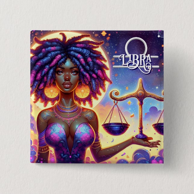 Astrological Horoscope Sign Libra Zodiac Knapp (Framsida)