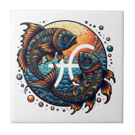 Astrological Horoscope Sign Pisces Zodiac Kakelplatta