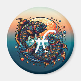 Astrological Horoscope Sign Pisces Zodiac Magnet