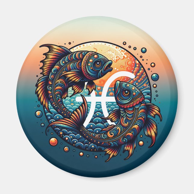 Astrological Horoscope Sign Pisces Zodiac Magnet (Framsidan)