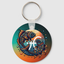 Astrological Horoscope Sign Pisces Zodiac Nyckelring