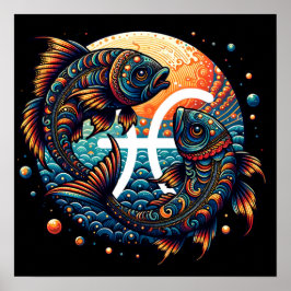 Astrological Horoscope Sign Pisces Zodiac Poster
