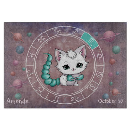 Astrological Scorpio Cute cat Zodiac Wheel Planet