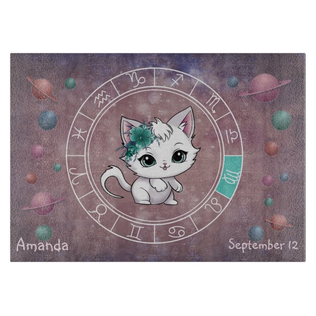 Astrological Våg Cute cat Zodiac Wheel Planet (Framsidan)