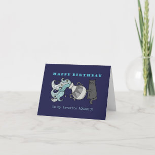 Astrological Zodiac Sign Aquarius Funny Birthday Kort