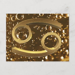Astrological Zodiac Signs Sol Sign Cancer Guld Vykort