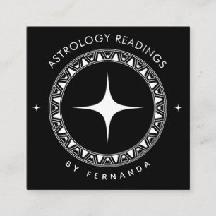 Astrologiläsning Svartvit Gnistra - Mystisk Fyrkantigt Visitkort